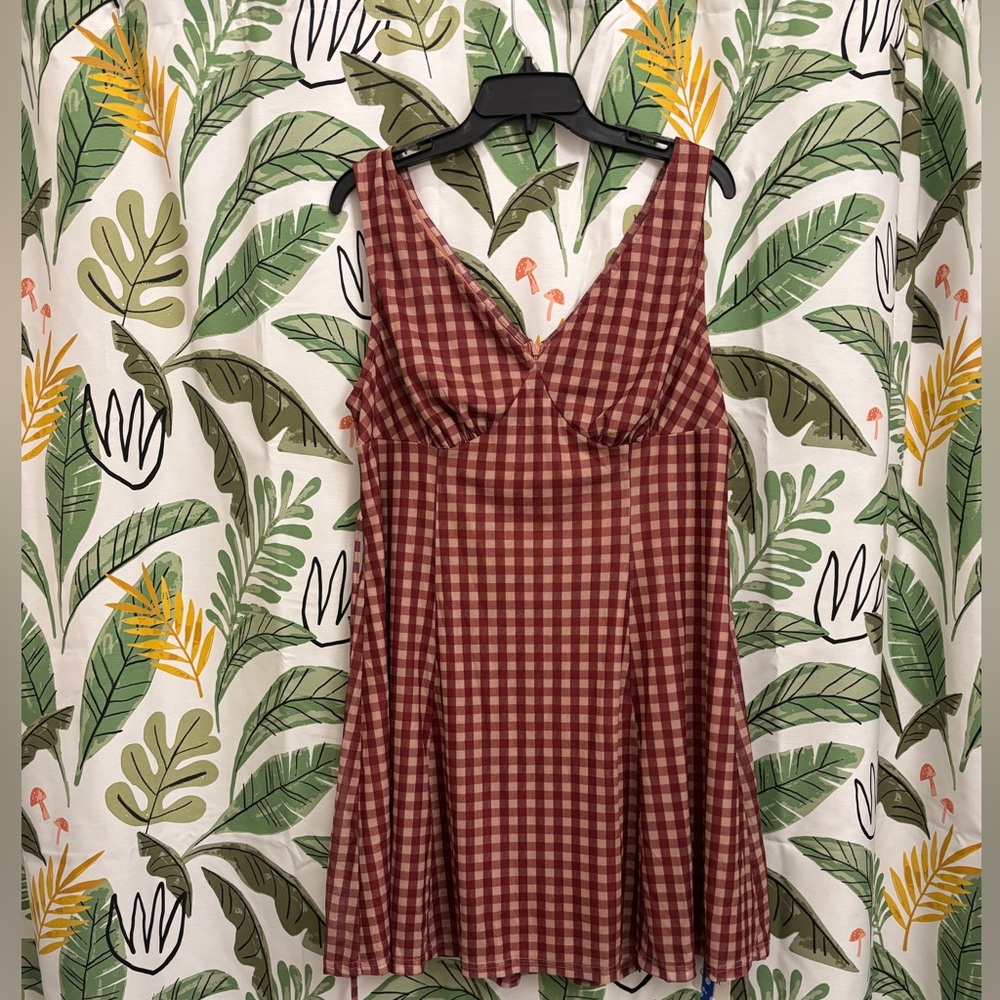 Cider 0XL V-Neck Check Mini Dress